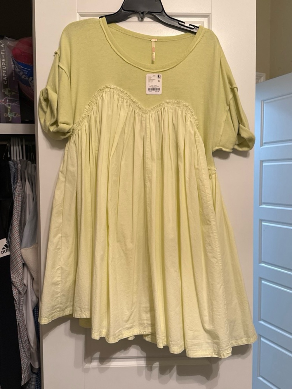 Free People Light Yellow Babydoll Mini Dress